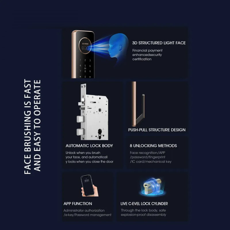 Póster de la cerradura LS-T100A con reconocimiento facial