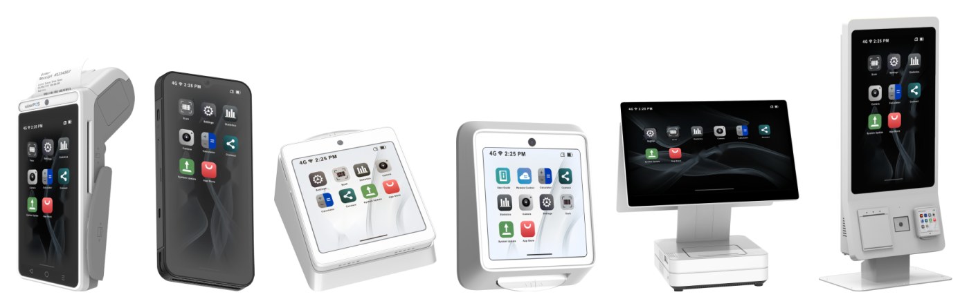 WizarPOS-Bezahlterminals: Hand-, Theken- und Selbstbedienungsterminals, POS-Station und Kiosk