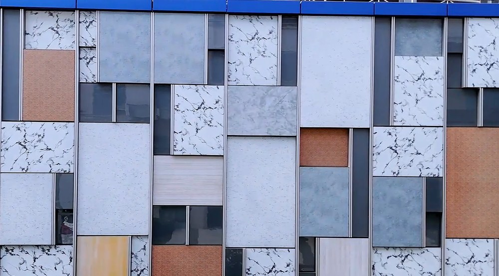 Panele elewacyjne BIPV w wykończeniu kamienia, marmuru i koloru