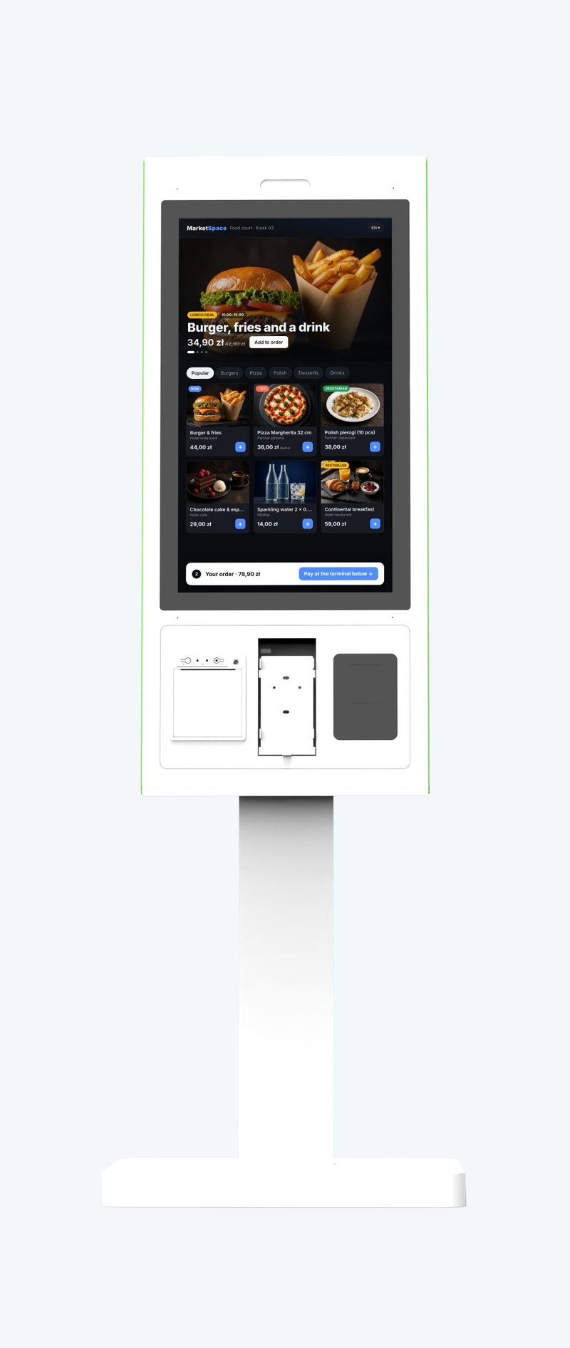 Free-standing MarketSpace kiosk project with the ordering screen