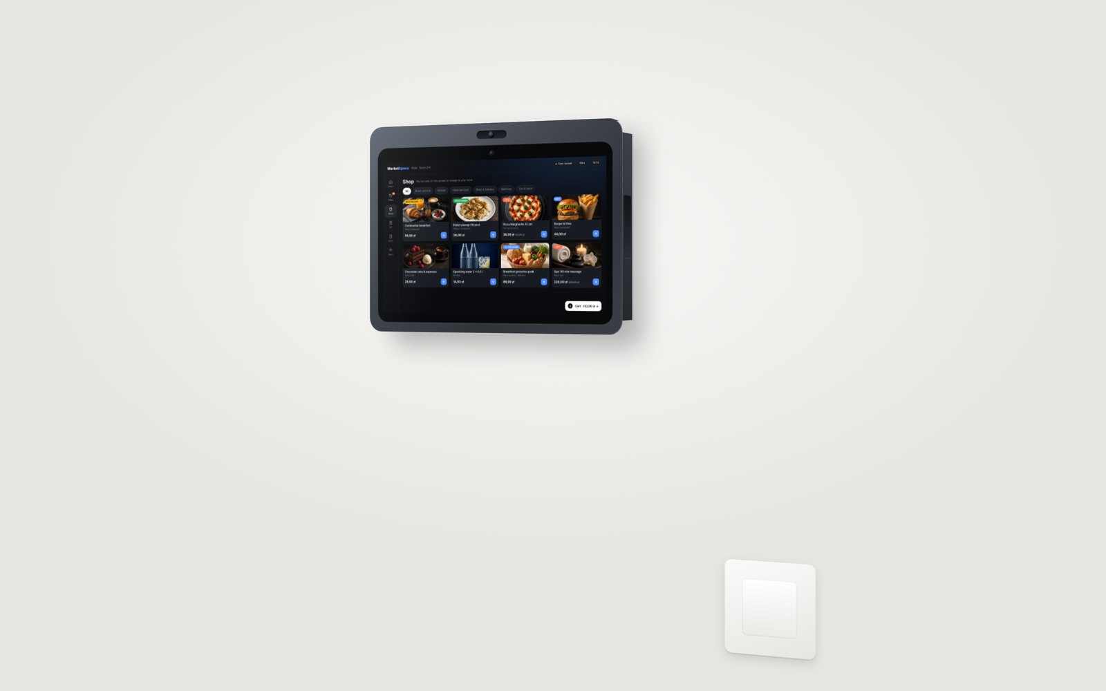 Visualisation: MarketSpace Wall, the module in a surface-mount aluminium housing with a camera module on top