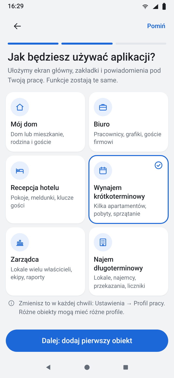 Choosing a work profile