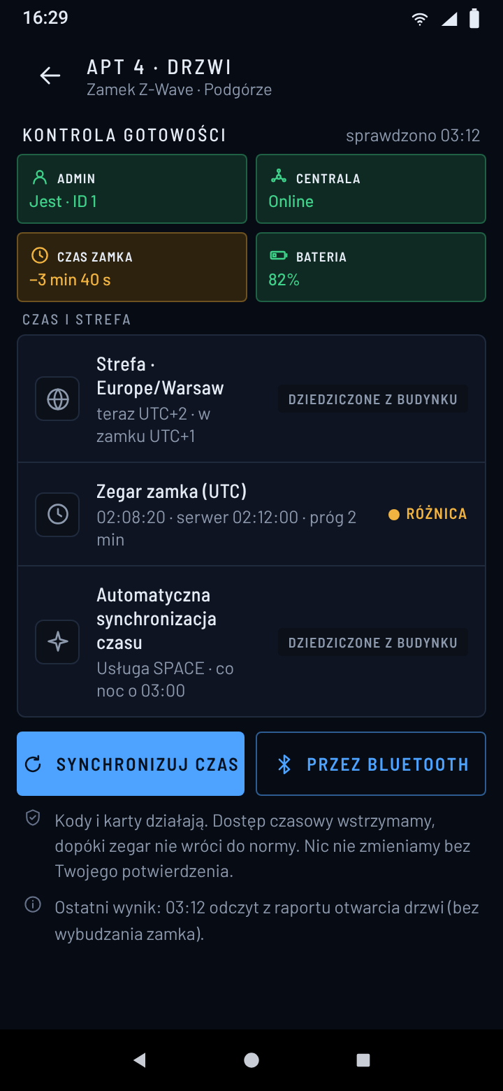 Lock readiness check: administrator, hub, time and battery