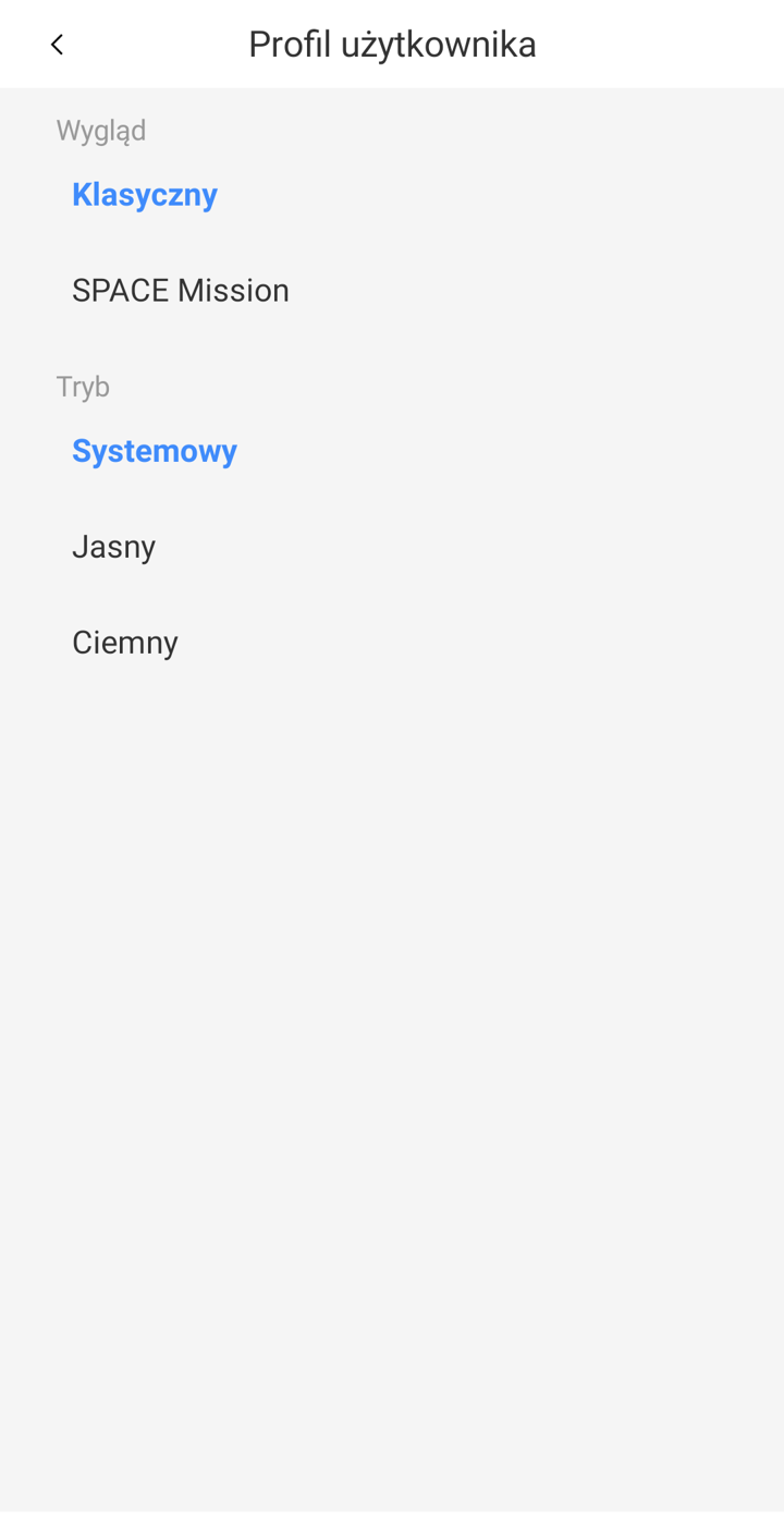 Appearance settings in the Classic style