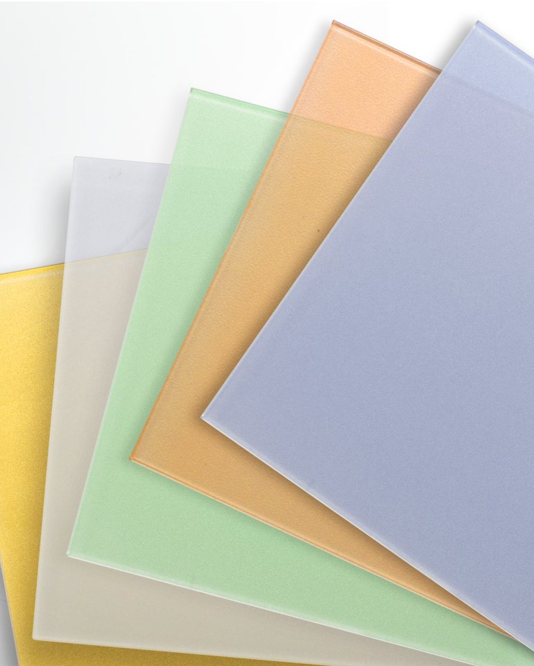 Far East LIGHT custom fritted-glass finishes – colours and stone patterns (on request) – 2